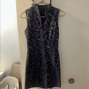 Elegant Navy and Gold Sleeveless Dress
